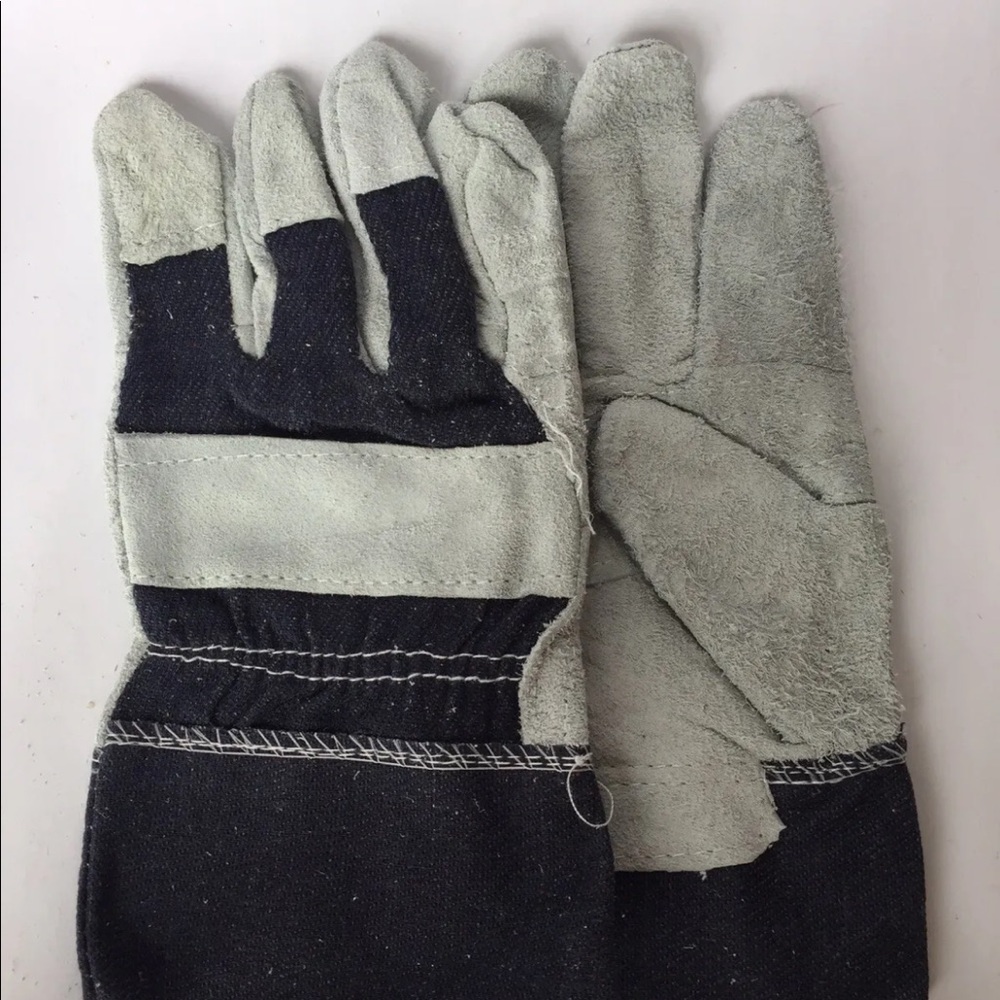 2/$20 Cowsplit Leather And Denim Work Gloves Large
